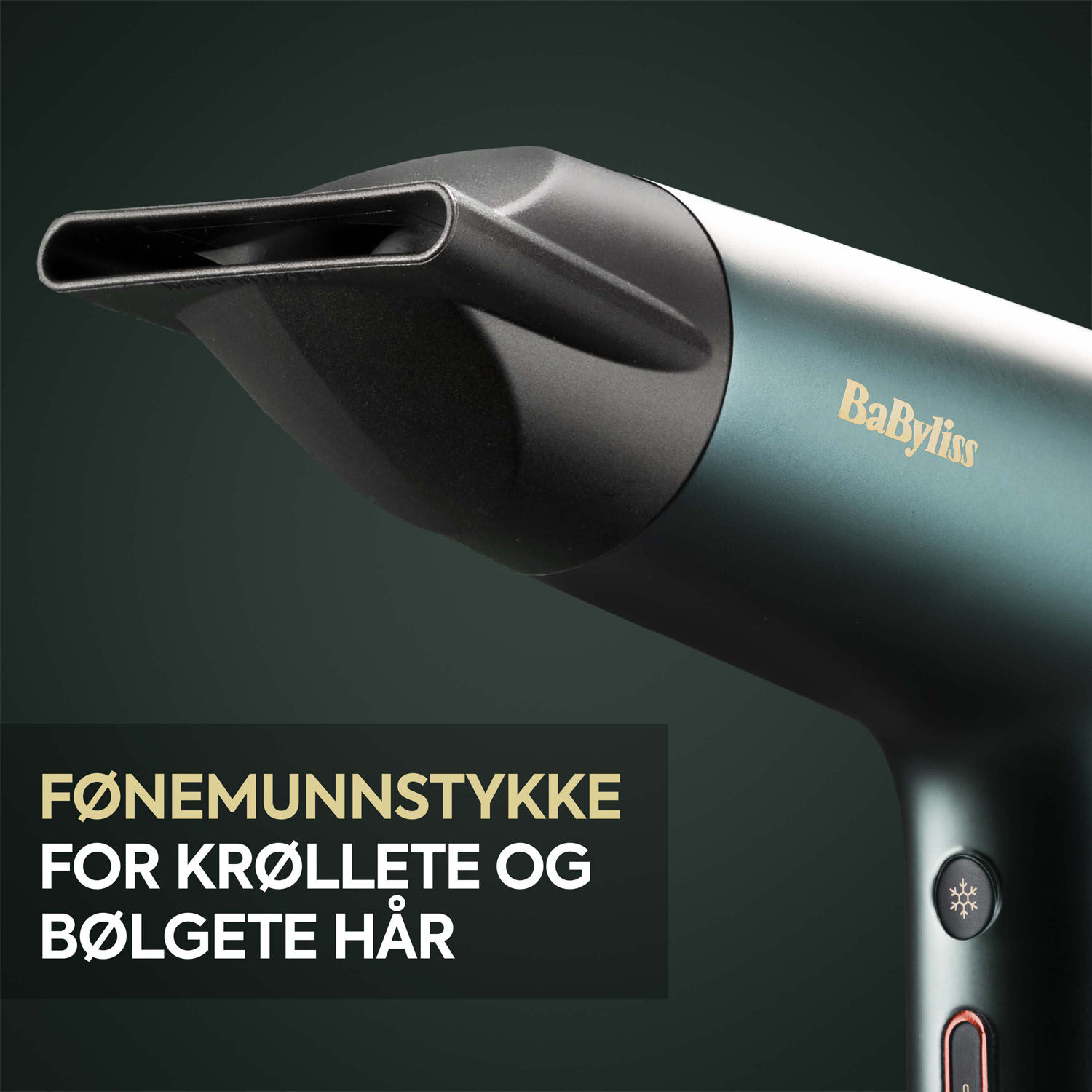 F&oslash;nemunnstykke. For kr&oslash;llete og b&oslash;lgete h&aring;r